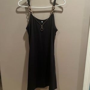 Swim cover up or casual summer dress, black with gold hardware, size medium